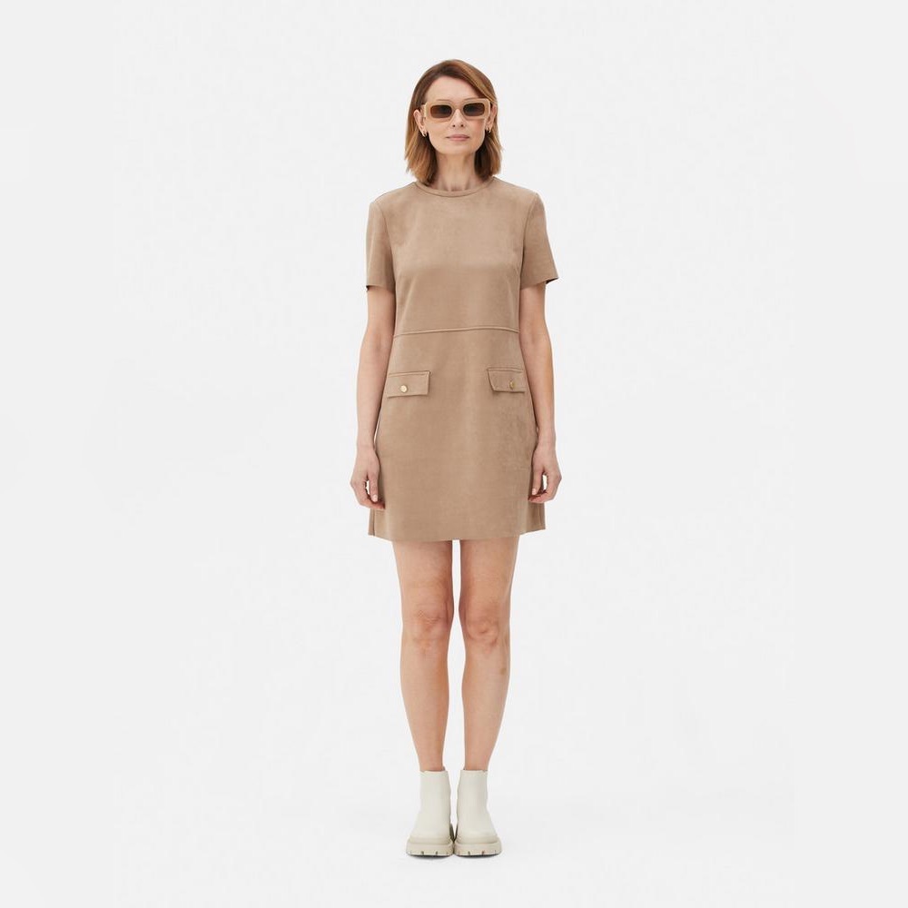 A chic faux suede dress with a relaxed silhouette